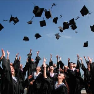 Graduates Tossing Caps