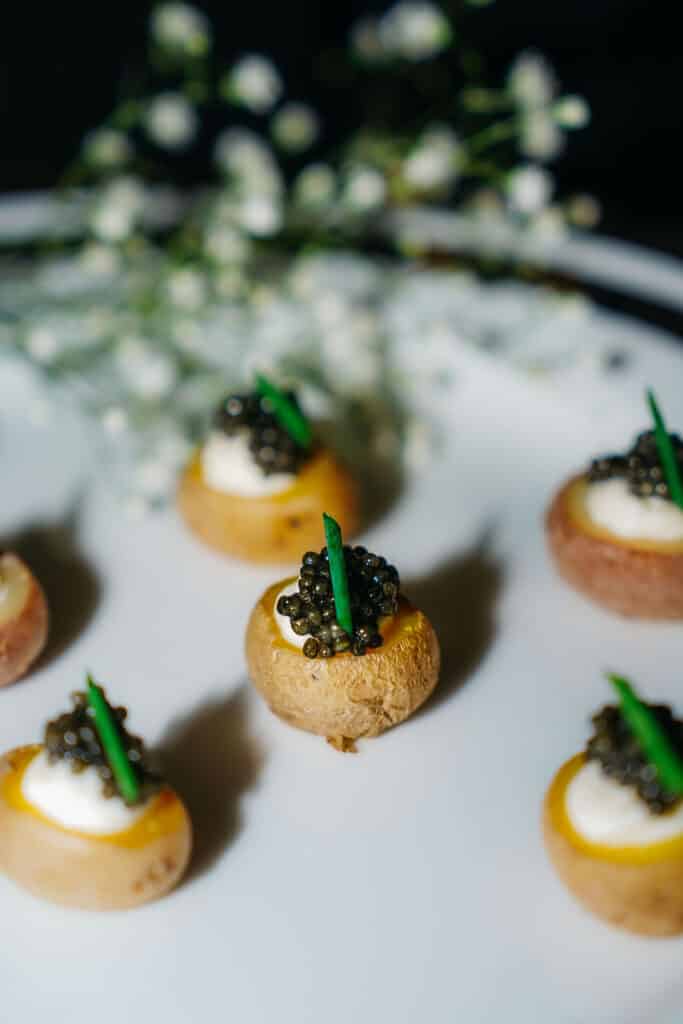 nyc corporate cocktail party appetizer catering caviar